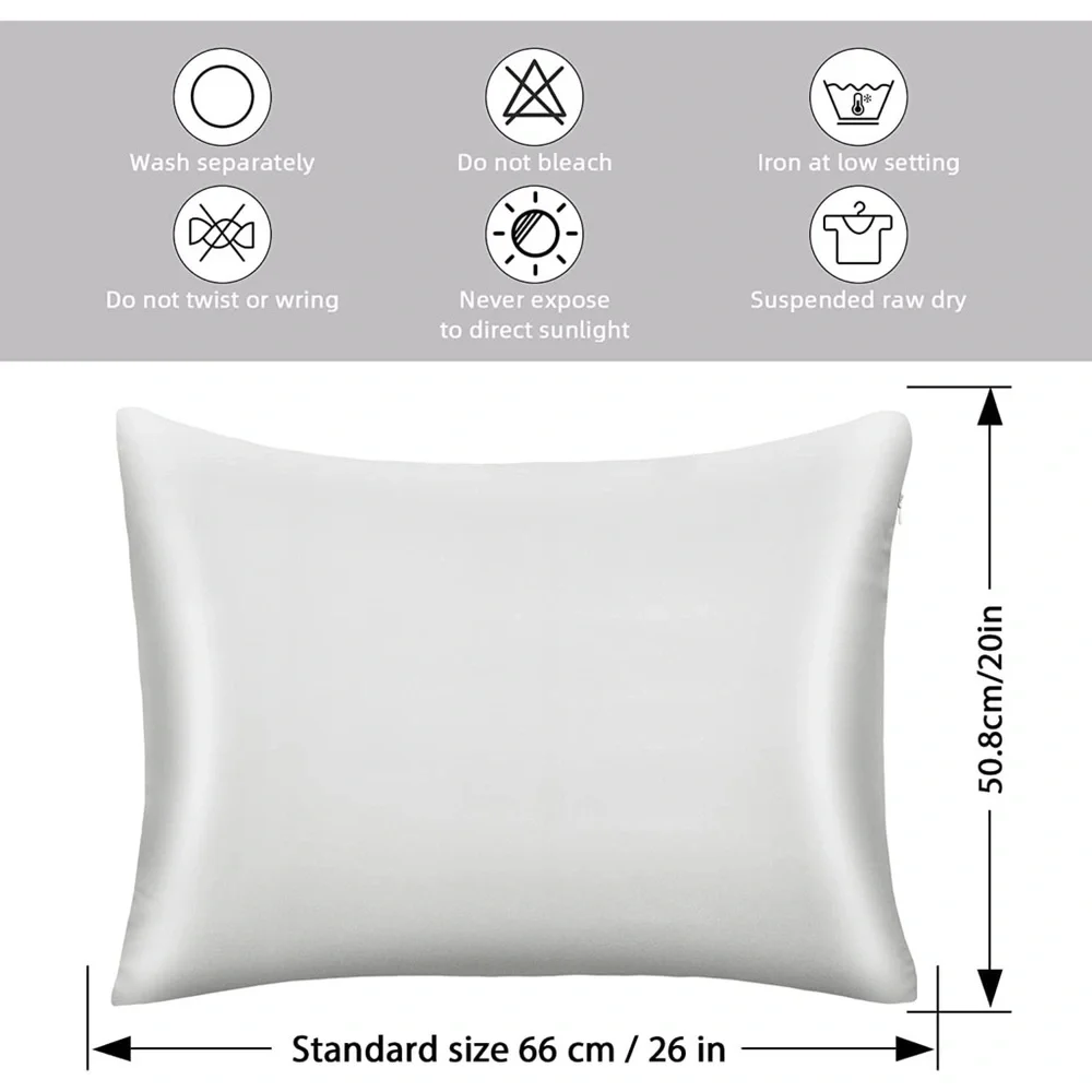 Satin Silky Soft Bed Pillowcase Protector for Hair and Skin Standard, White